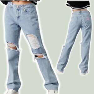 NWT PLAYBOY Distressed Straight Leg Jean Sz Small